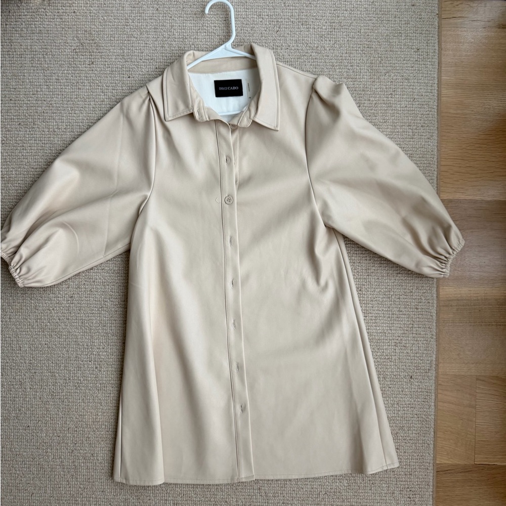 Dolce Cabo Tan Button-Down Mini Dress